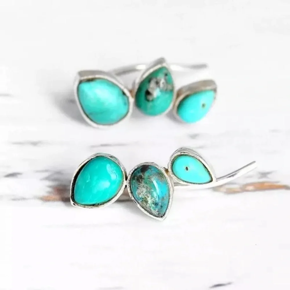 “Native” Turquoise Climber/Crawler Minimalist Boho/Festival/Hippie DaintyEarring - Picture 3 of 6